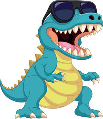 cute dinosaur wearing sunglasses cartoon