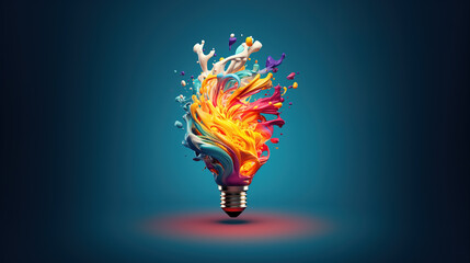Colorful Creative idea concept with lightbulb made from colorful paint