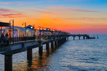 Zachód słońca nad Morzem Bałtyckim. Międzyzdroje, Polska.