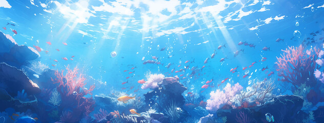 Underwater world of the ocean sea diving snorkeling aquarium coral fish