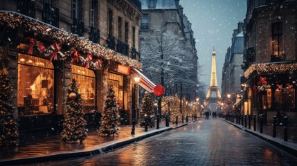 Christmas decorations on city street