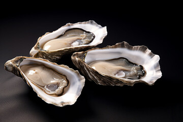 Ostras en fondo negro.