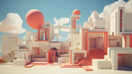 Ilustracja 3d - render. Abstrakcyjny świat