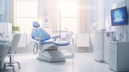 Dental clinic and dental care by dentist In a clean, white room