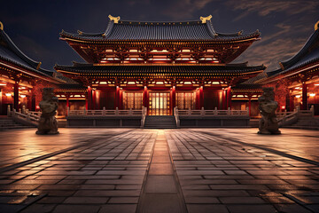traditional chinese temple at night
