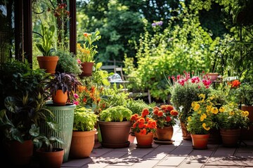 window sill garden with various plants