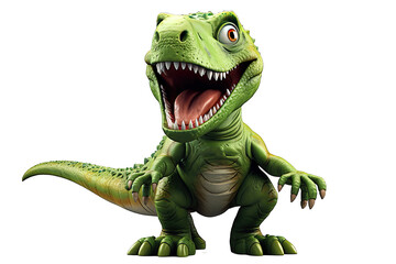 Green T rex dinosaur toy 3d rendering isolated illustration on white background