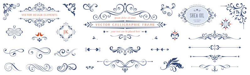 Collection of luxury frames, borders and corners with ornate swirls. Good for greeting cards, wedding invitations, restaurant menu, royal certificates and graphic design.