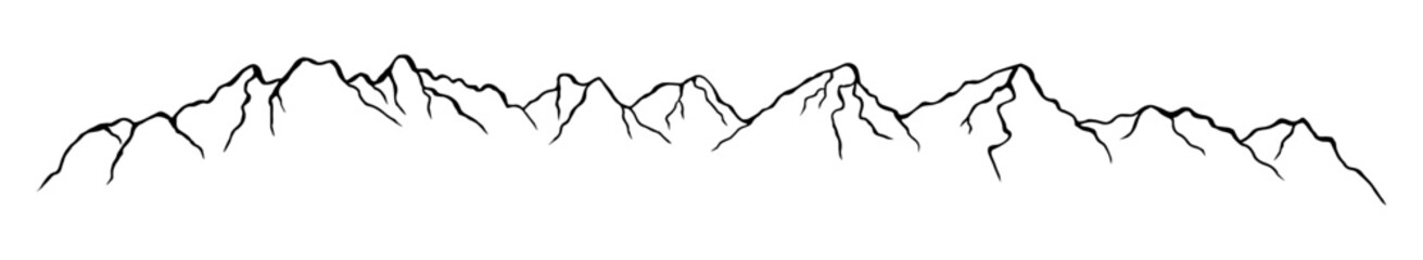 Vector Panorama Tatry Tatra Mountains hand-painted The High Tatras, Belianske Tatras