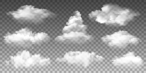 Realistic 3D vector isolated cloud on the transparent background