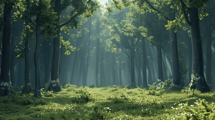 3D Rendered Background: Empty Forest Space for Kids and Animation, Jungle Theme by Generative AI