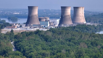 3 mile island nuclear power plant where accidental dangerous reactor meltdown occurred in 1979 near Harrisburg, Pennsylvania 