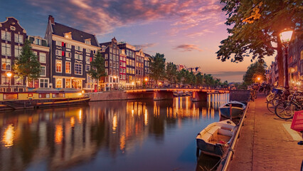 Amsterdam city sunset