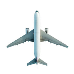 A white airplane is shown in a close up view Isolated on transparent background, PNG
