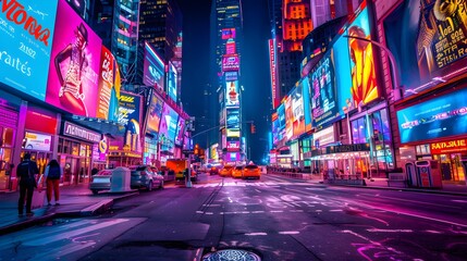 Times Square New York by night with colorful lights 