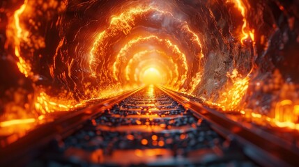 Interesting Abstract Lights Tunnel Orange, Background HD, Illustrations