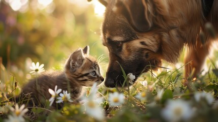 Spring Companionship - small weak friend big strong, --ar 16:9 --style raw --v 6 Job ID: c8c2b69e-5dd7-4af0-855b-1b4b5784db2f