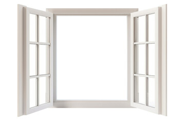 Modern and minimal house window for interior decoration isolated on background, open office glass window frame.