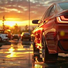 Golden Sunset Car Dealership Showcase