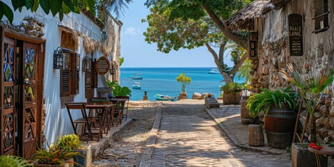 Street in Stone Town city on Zanzibar