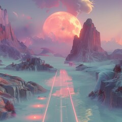 Surreal landscape on another planet