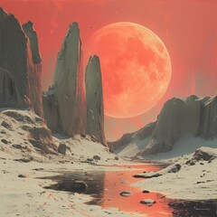 Surreal landscape on another planet