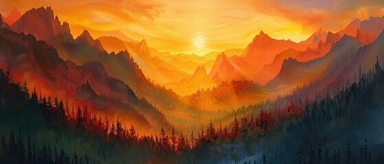 Witness the Majesty of a Mountain Sunrise, Where the Sky Ignites with a Symphony of Colors