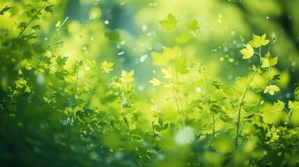 Zielone liście na drzewie są rozmazane na tym zdjęciu. Widoczne są detale struktury liści, choć zdjęcie jest nieostre. Liście delikatnie poruszają się pod wpływem bryzy