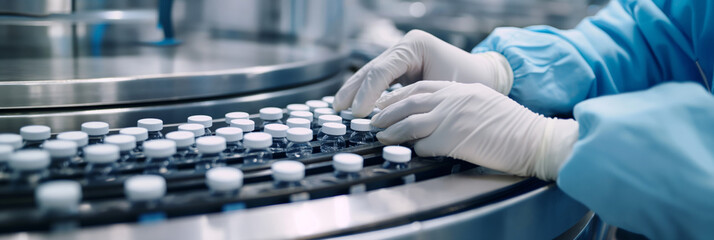 Precision meets safety. A person in gloves works on a machine in a laboratory. Generative AI