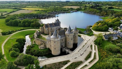 drone photo Suscinio castle France Europe