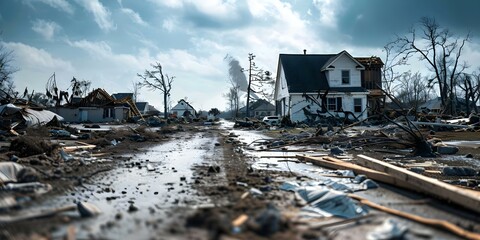 Real is facing a catastrophic tornado disaster. Concept Weather, Disaster Management, Emergency Response, Humanitarian Aid