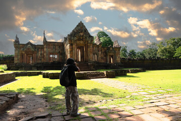 Prasat Muang Tam historical park is Castle Rock old Architecture about a thousand years ago at Buriram Province,Thailand