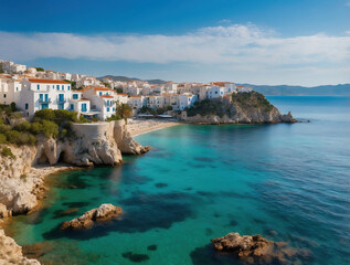 Discover the Stunning Coastal Beauty of Mediterranean Greece with White Houses and Turquoise Waters
