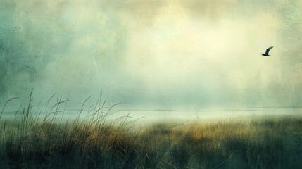 Melancholic Horizon: Paint a landscape draped in muted hues, soft textures, and gentle curves, conveying a sense of introspection, longing.
