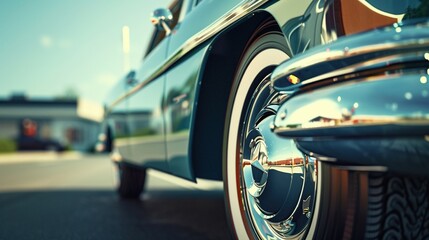 A close-up view of the front end of a classic car, ideal for automotive or nostalgia-related uses