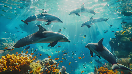 Skaczące Delfiny nad Rafą Koralową