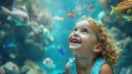The smiling child at aquarium