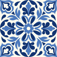 A ceramic tile in Turkish design. Seamless and colorful Azulejo tiles. Portuguese and Spanish decor. Islamic, Arabic, Indian, and Ottoman motifs. Hand-drawn vector artwork.