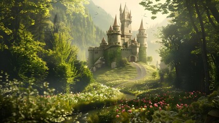 fairy tale castle in forest