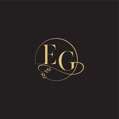 luxury concept EG circle and organic style wedding monogram design letter