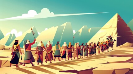 Exodus : Biblical Illustration: Moses and Aaron Leaving Pharaoh's Presence, Exodus Story, God's Promise to Deliver Israel, Christian Faith, Religious Education