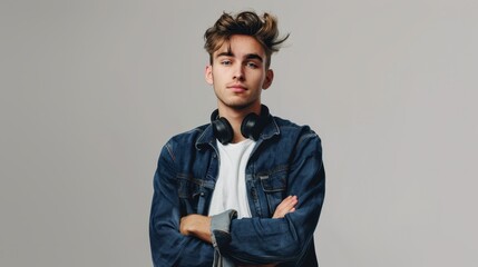 The young man with headphones