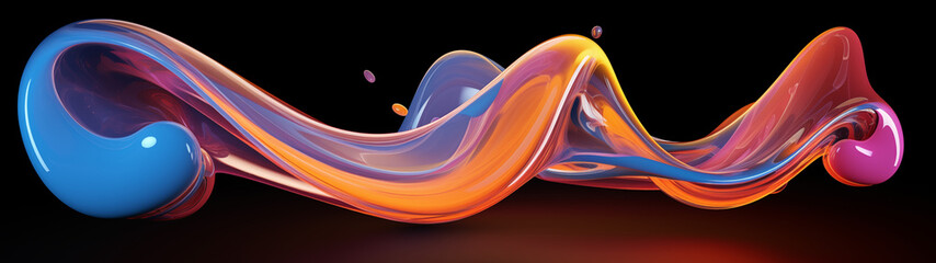 Pastelowa 3D ciecz w ruchu na ciemnym tle