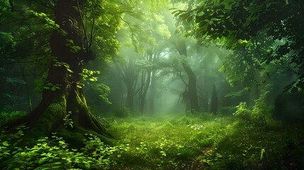 Beautiful fantasy green forest