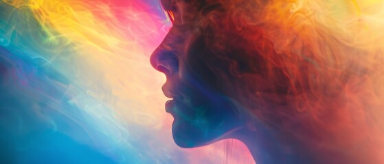 Abstract portrait of a woman with colorful background.