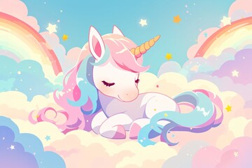 Adorable cartoon unicorn