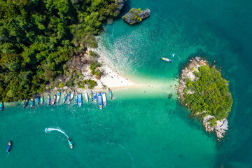 Aerial view of Koh Pakbia or Phak Bia island in Krabi, Thailand