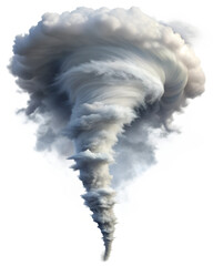 Intense tornado formation with dark clouds, png transparent background