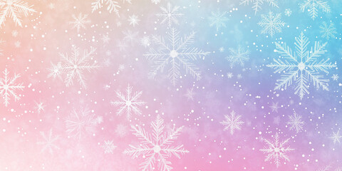 Beautiful pastel colored winter background with falling snowflakes
