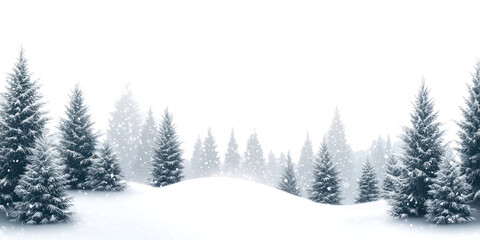 PNG A snowy landscape with many pine trees covered in snow background outdoors scenery.